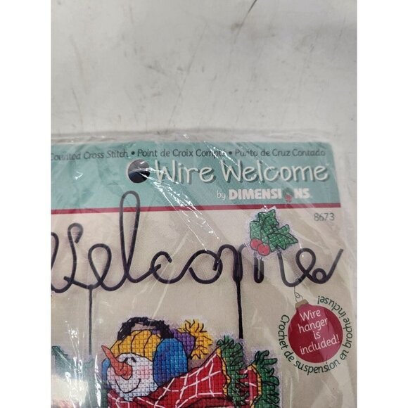 Dimensions Wire Welcome Santa Claus Snowman Greetings Counted Cross Stitch Kit - Picture 7 of 9